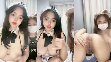 大奶女仆姐妹花困困酱一起直播大秀刺激狼友，露脸性感的骚奶子掰开逼逼给狼友看，上下叠起来撅着屁股刺激